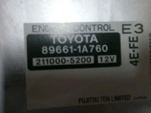 Εγκέφαλος Κινητήρα για TOYOTA, COROLLA, ( 1997 - 1999 )  ( A111 ), 1300  4E-FE  Petrol  86  16 valve, 1300 (4E-FE) Petrol 86 ( EE111 ) 16V, 896611A760 , 2110005200 -  Εγκέφαλος Κινητήρα για TOYOTA, COROLLA, ( 1997 - 1999 )  ( A111 ), 1300  4E-FE  Petrol  86  16 valve, 1300 (4E-FE) Petrol 86 ( EE111 ) 16V, 896611A760 , 2110005200 -
