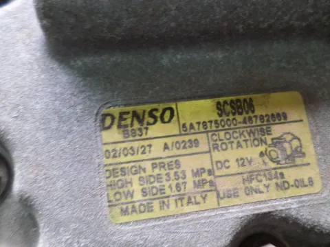 Συμπιεστής A-C (Κομπρέσορας) 5A7875000 για FIAT STILO (2001 - 2006) (192) 1200 (188A5.000) Petrol 80 16V -  Συμπιεστής A-C (Κομπρέσορας) 5A7875000 για FIAT STILO (2001 - 2006) (192) 1200 (188A5.000) Petrol 80 16V -