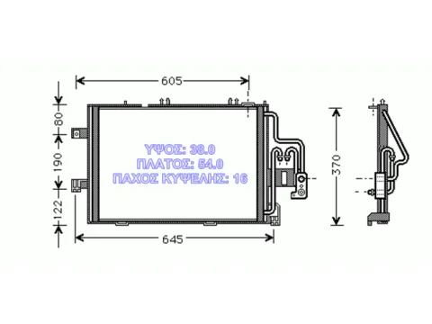 Ψυγείο A-C για OPEL CORSA (2000 - 2004) C , (2004 - 2006) C , COMBO (2000 - 2004) , (2004 - 2006) Ημιτασιόν -  Ψυγείο A-C για OPEL CORSA (2000 - 2004) C , (2004 - 2006) C , COMBO (2000 - 2004) , (2004 - 2006) Ημιτασιόν -