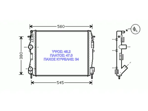 Ψυγείο Κινητήρα (Νερού) 1.2-1.6-1.5-1.9dci(462x470x34) για RENAULT KANGOO (1998 - 2003) (KC) , (2003 - 2008) (KC) , NISSAN KUBISTAR (2003 - 2007) Ημιτασιόν -  Ψυγείο Κινητήρα (Νερού) 1.2-1.6-1.5-1.9dci(462x470x34) για RENAULT KANGOO (1998 - 2003) (KC) , (2003 - 2008) (KC) , NISSAN KUBISTAR (2003 - 2007) Ημιτασιόν -
