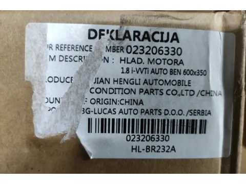 Ψυγείο Κινητήρα Νερού  ( Καινουργιο - Ιμιτασιον ) Με Διαστασεις Κυψελης : 60x35 Και Κωδικο 023206330 για TOYOTA COROLLA (2002 - 2004) (E120) Hatchback - 5dr (KM22) , AVENSIS (2003 - 2006) (T250) Sedan - 4dr  - 